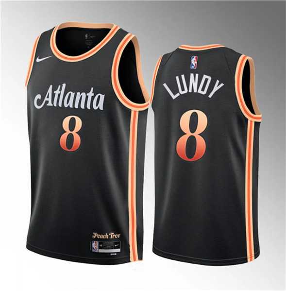 Men%27s Atlanta Hawks #8 Seth Lundy Black 2023 Draft City Edition Stitched Jersey Dzhi->team usa basketball->NBA Jersey